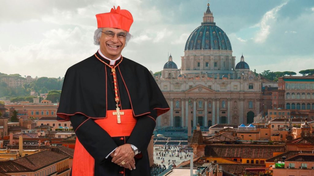 El cardenal Leopoldo Brenes. Al fondo, la Basílica de San pedro en el Vaticano. Foto montaje: LA PRENSA.