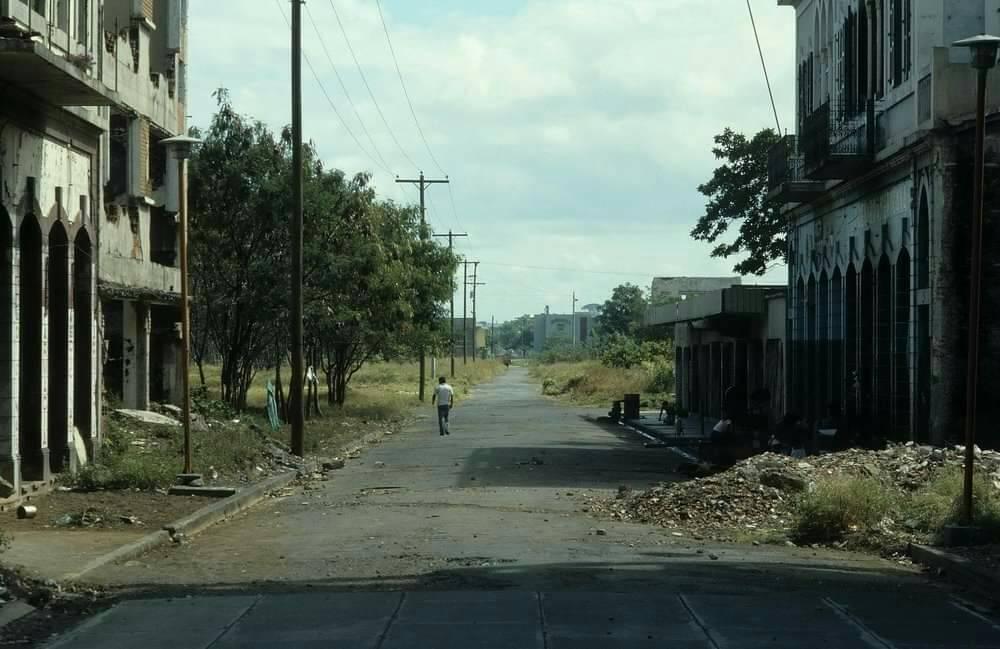 Ruinas de Managua en 1990.