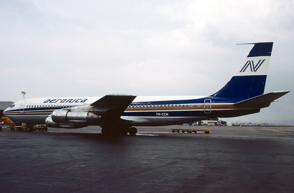 Avión de Aeronica, la línea aérea estatal de Nicaragua en los años 80. 