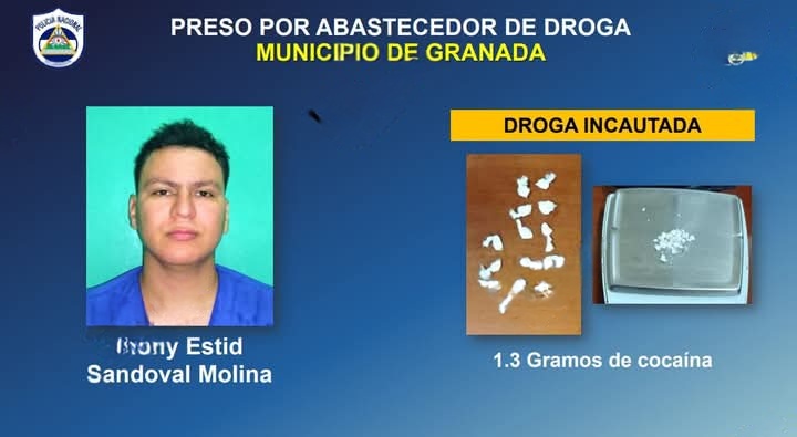 Jhony Estid Sandoval Molina, hermano del tiktoker "La Rubia", caputrado con 13 bolsitas con cocaína. LA PRENSA/ Policía.