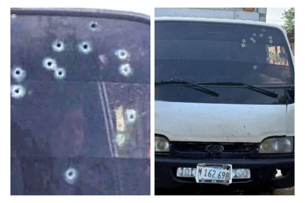 Este el pequeño camión repartidor de pollos contra el cual dispararon dos ladrones. LA PRENSA/ Foto tomada de Canal 8.