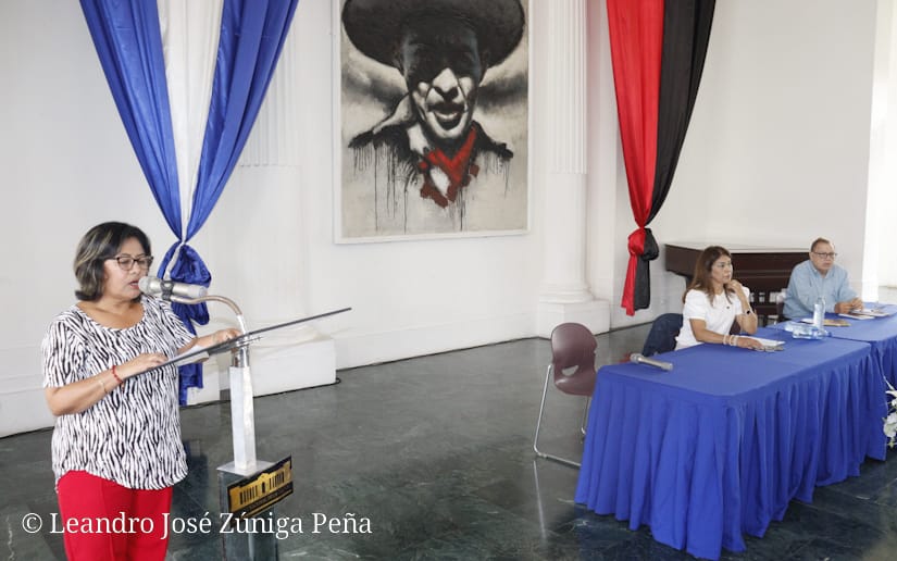Sandino, la bandera del FSLN y temáticas afines a la dictadura predominan en la nueva era de la Academia de Geografía e Historia de Nicaragua. LA PRENSA/TOMADO DEL 19 DIGITAL