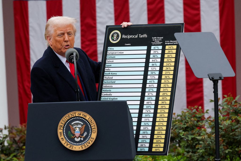 Donald Trump muestra tarifas de aranceles
