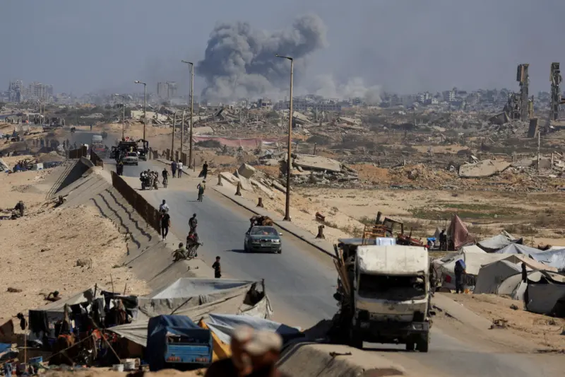 Escena de la Franja de Gaza en ruinas