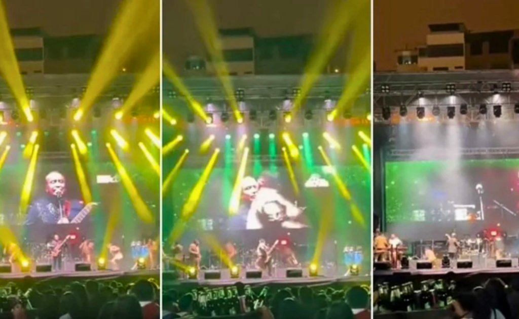 Captura de pantalla del momento exacto de la balacera en concierto de Agua Marina en Lima, Perú. Foto: X/Telenoticias Megavisión