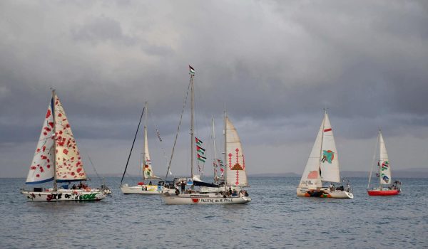 Fotografía de archivo del 27 de septiembre de 2025 en donde se ven barcos de la Global Sumud Flotilla. EFE/ORIETTA SCARDINO