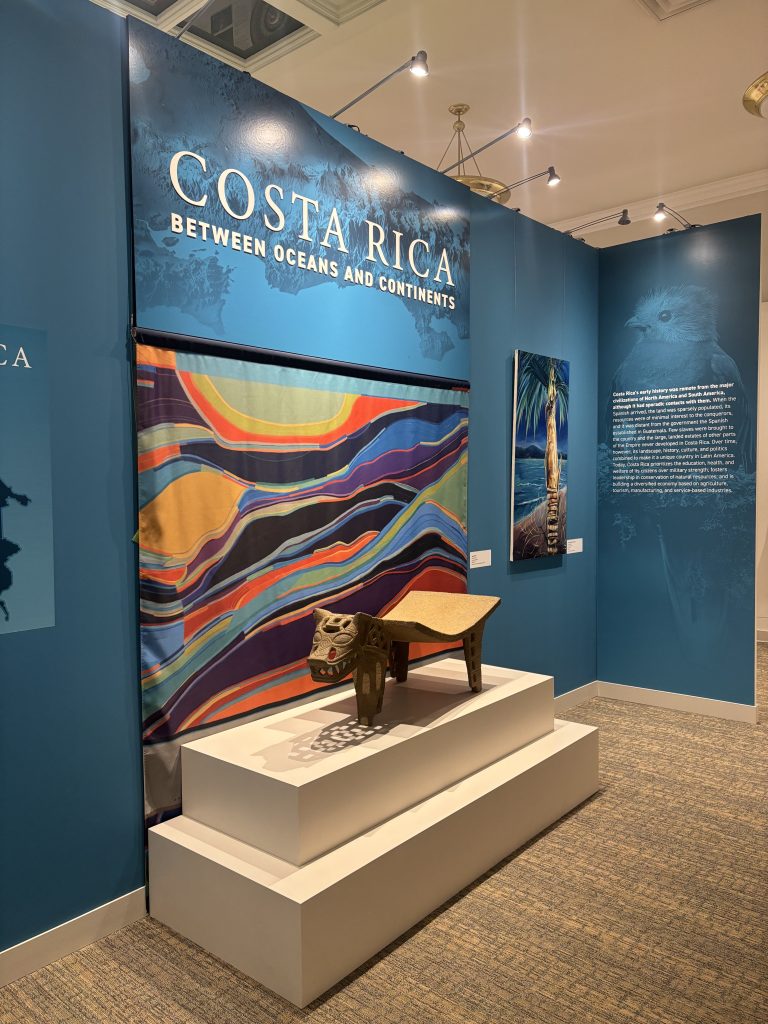Obras como este cuadro que está a la entrada de la exposición, son creaciones de la artista plástica costarricense, Marité Vidales, dando vida a cada espacio de la presentación en el Centro Cultural Latinoamericano. LA PRESA/CORTESIA. 