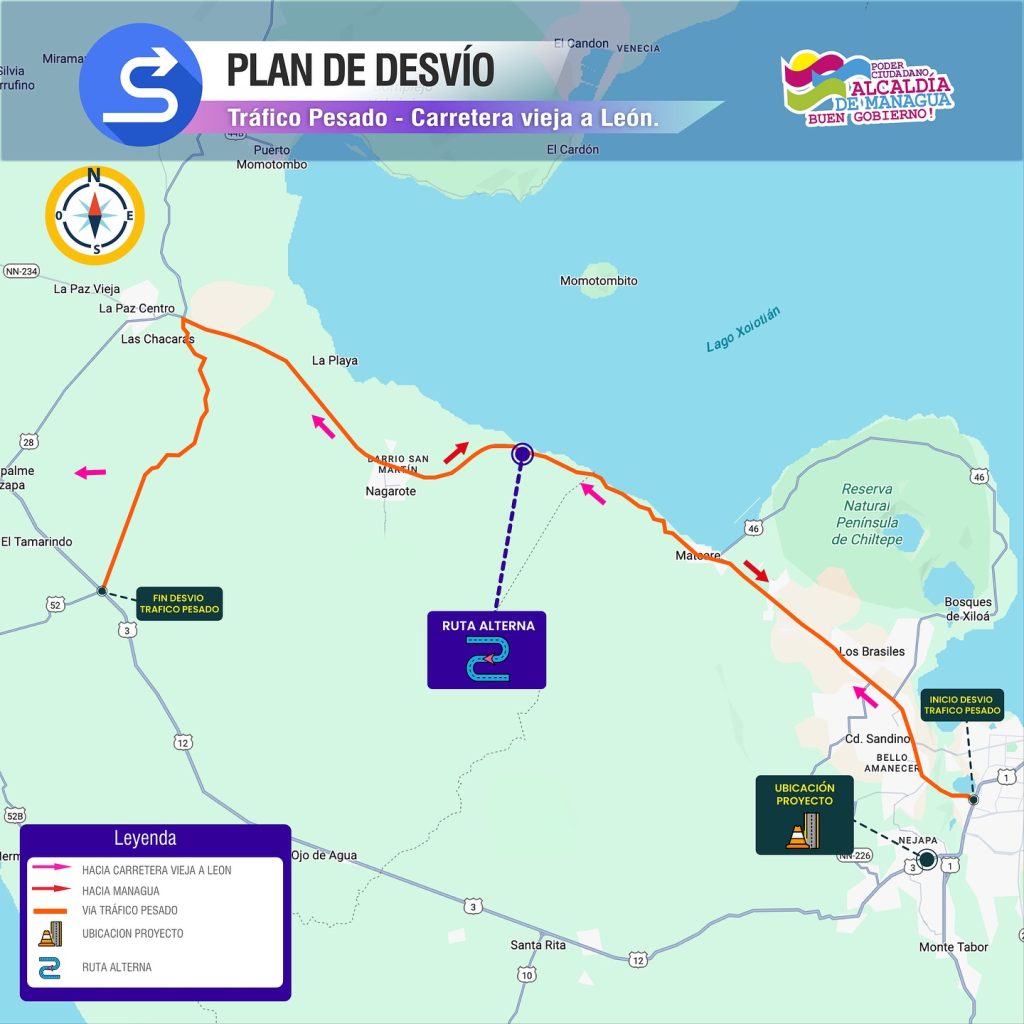 Ruta alterna por obras del puente a desnivel de Nejapa