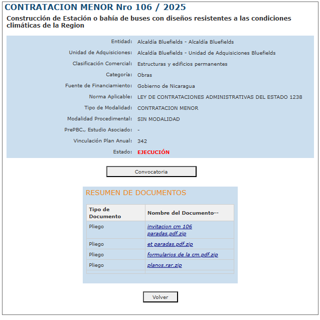 Información sobre el proyecto de paradas de buses en Bluefields