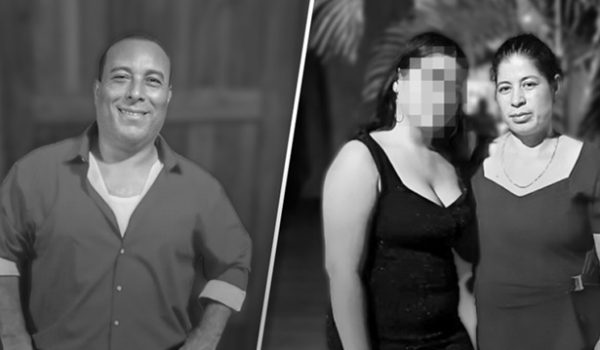 Bayardo Morales, a la izquierda, tenía prohibido acercarse en un radio de 500 metros a su esposa Julissa Montoya, a quien se observa a la derecha junto a su hija del mismo nombre, quien también fue asesinada por su padre. LA PRENSA/ ARTE