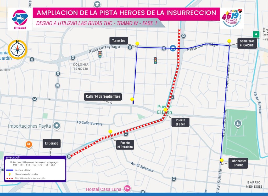 desvíos viales en Managua