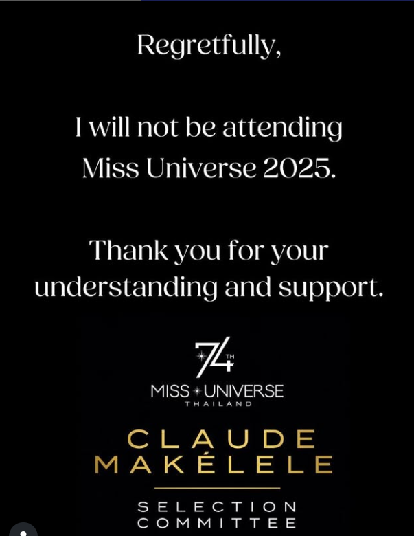Comunicado del ex jugador de futbol Claude Makélele sobre su asistencia al Miss Universe 2025. Foto: Instagram/Makeleleofficial