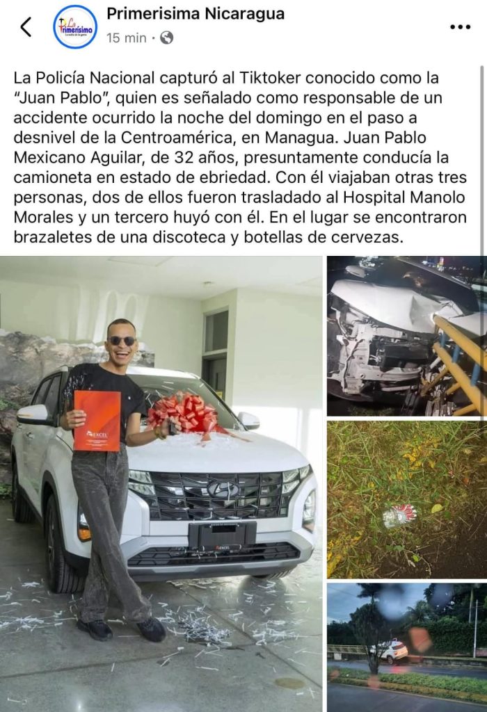 La Juan Pablo, tiktoker de Nicaragua. Fotocaptura de la publicación de la oficlista radio La Primerísima.