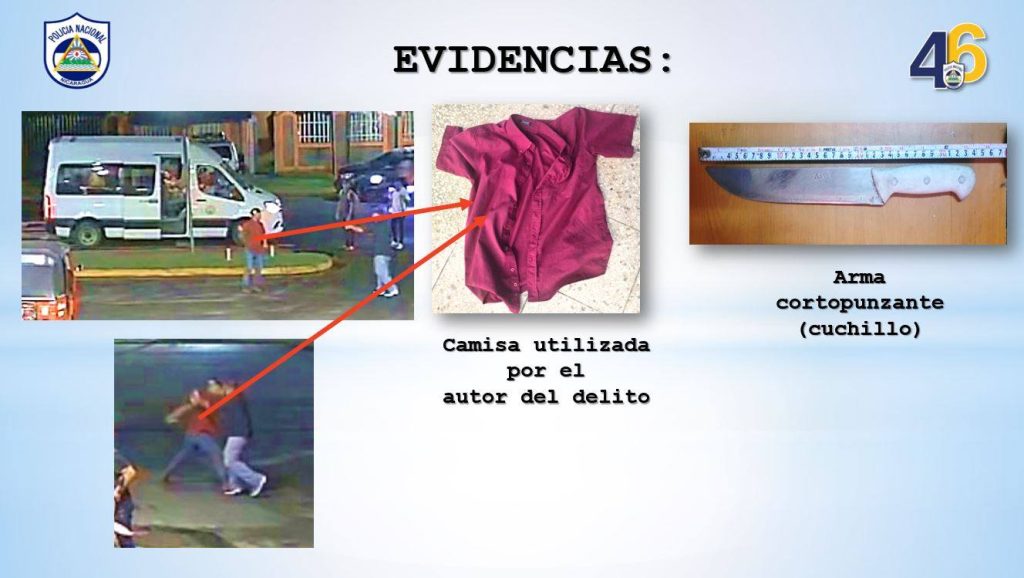 Evidencias decomisadas a sujeto que agredió con cuchillo a conductor de microbús en Diriamba. Foto: Todos somos centinelas/Facebook.
