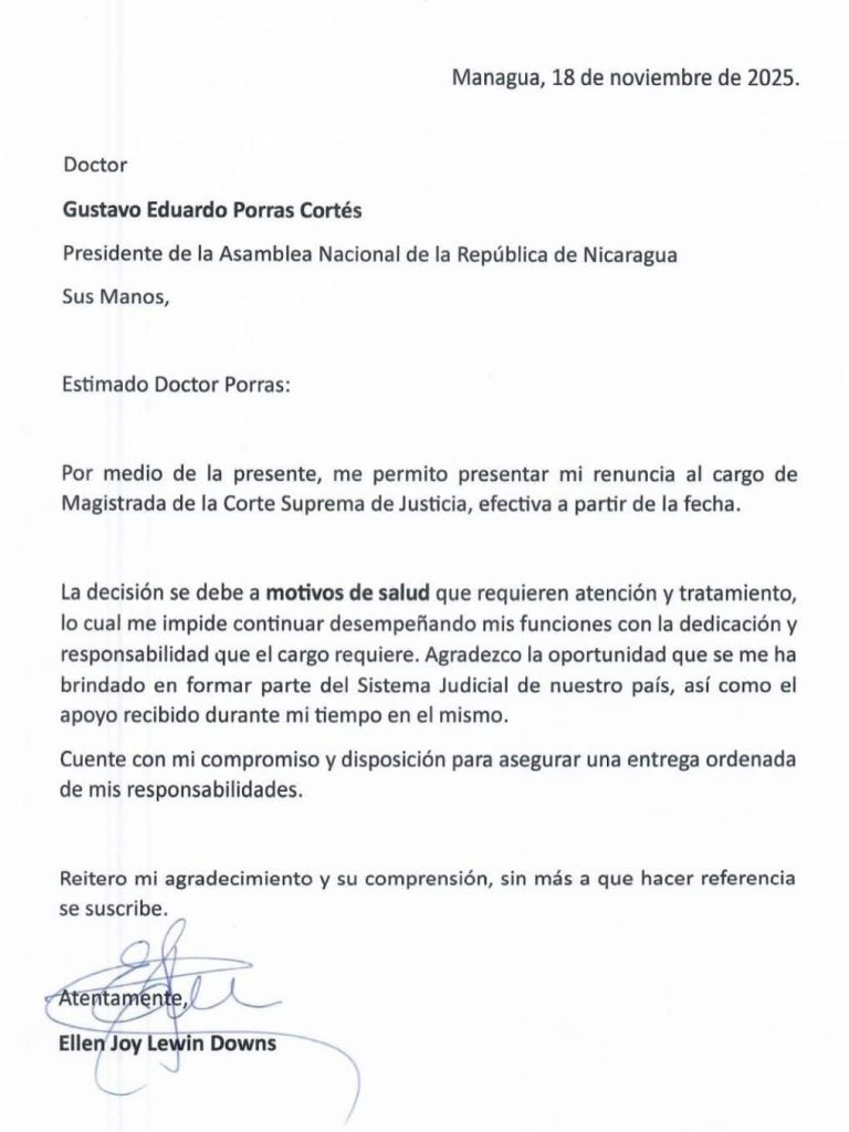 Corte Suprema de Justicia, renuncia de magistradas, Nicaragua