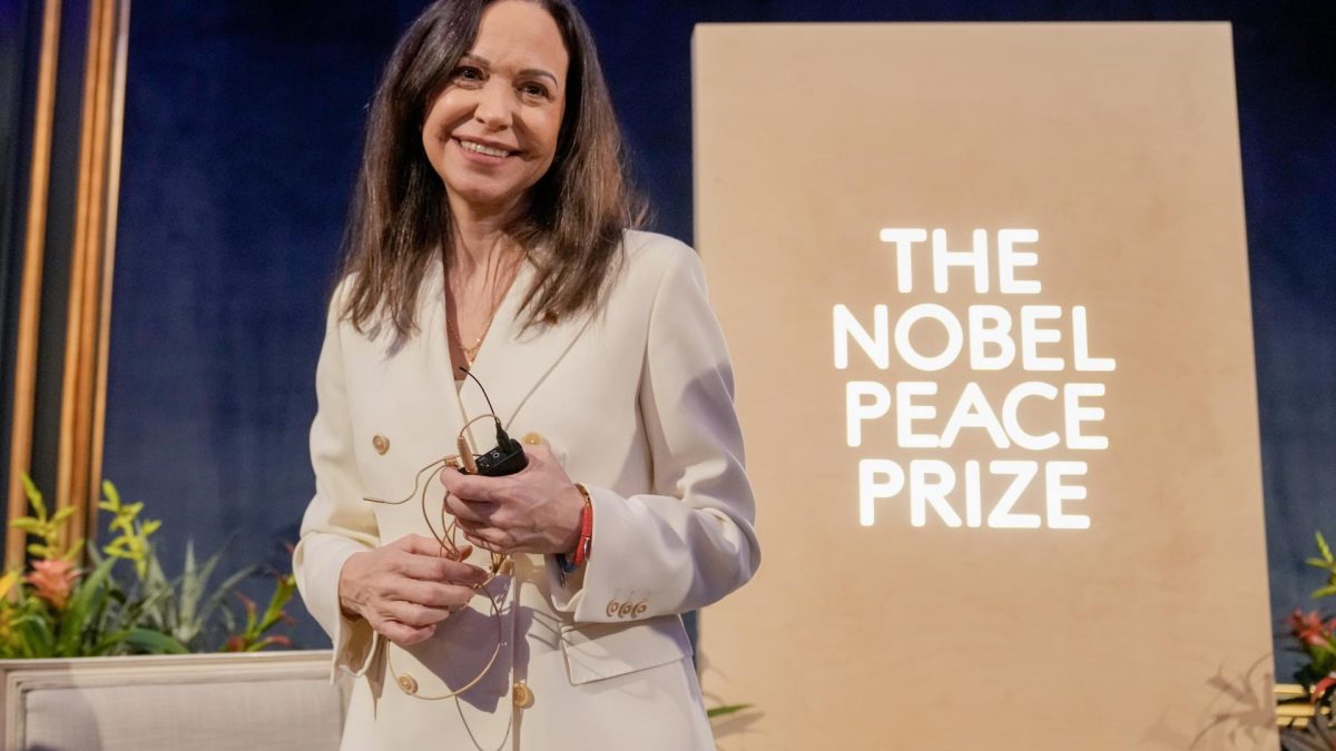 La líder opositora venezolana y nobel de la Paz 2025, María Corina Machado. EFE/Heiko Junge