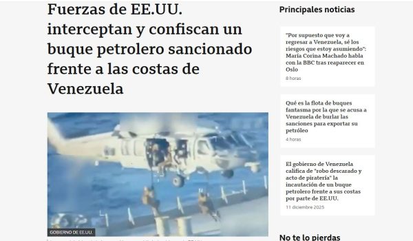 Venezuela califica de «robo descarado» la confiscación de petrolero por EE.UU.