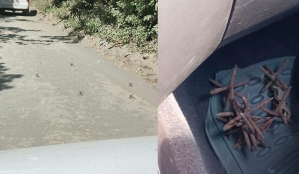 Lanzan miguelitos en caminos sin luminarias de Ciudad Sandino, Managua. Foto: Tomada de redes sociales.