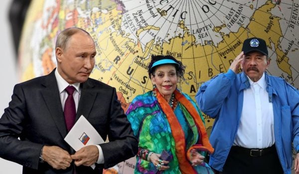 El dictador ruso Vladimir Putin y los dictadores de Nicaragua Rosario Murillo y Daniel Ortega. LA PRENSA.