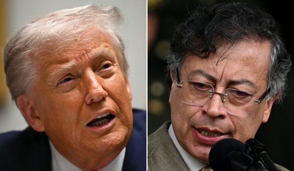 Los presidentes de Colombia. Gustavo Peetro (D), y de Estados Unidos, Donald Trump. AFP/ANDREW CABALLERO