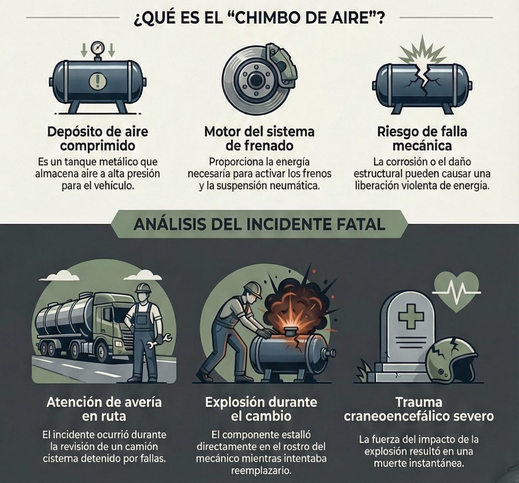 Accidente chimbo de aire mecánico
