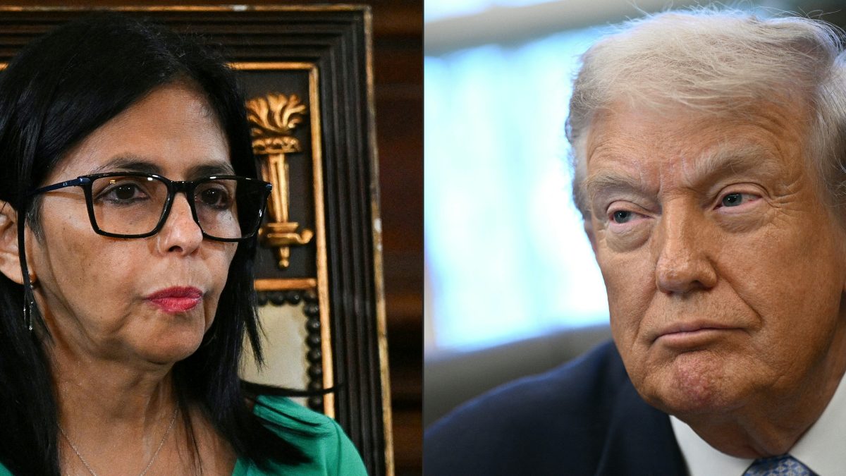 La presidenta interina de Venezuela, Delcy Rodríguez y el presidente de Estados Unidos, Donald Trump