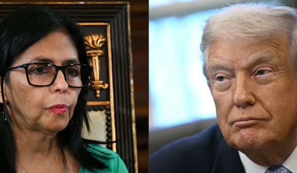 La presidenta interina de Venezuela, Delcy Rodríguez y el presidente de Estados Unidos, Donald Trump