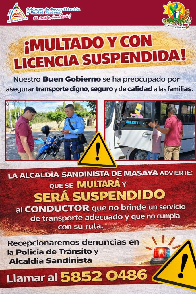 Afiche publicado por la Alcaldía de Masaya