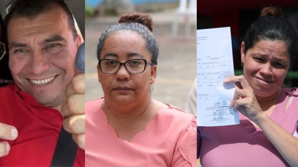 De izquierda a derecha, el pastor evangélico Rudy Palacios y sus familiares María José Rojas y Olga María Lara Rojas. Foto: Tomadas de medios oficialistas e internet.