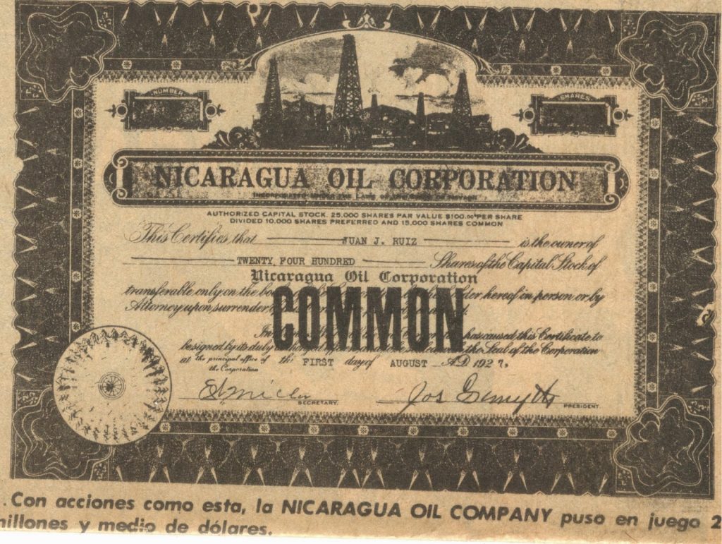 Imagen de archivo de acciones de empresa petrolera en Nicaragua. 
