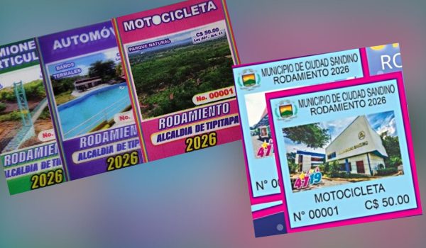 Inicia venta de sticker de rodamiento en varias municipalidades de Nicaragua. Foto: Tomadas de las alcaldías de Tipitapa y Ciudad Sandino.