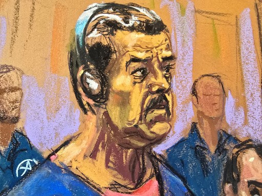 Boceto de Nicolás Maduro durante su comparecencia ante una corte federal de Estados Unidos