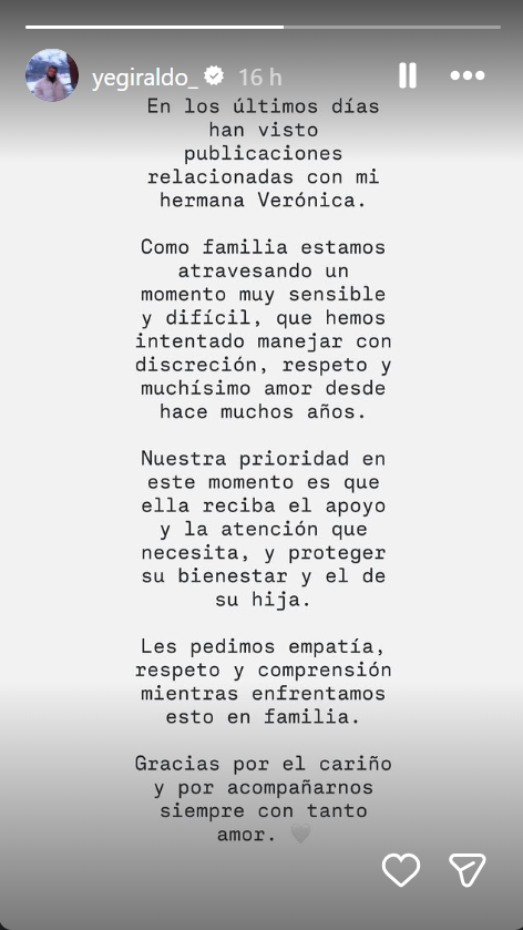 Comunicado emitido por la hermana y mánager de Karol G. Foto: Instagram/@yegiraldo_