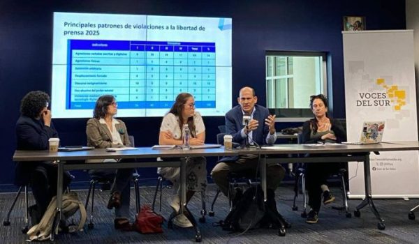 Panelistas del evento “Libertad de prensa bajo ataque en América Latina”, organizado por la Red Voces del Sur.