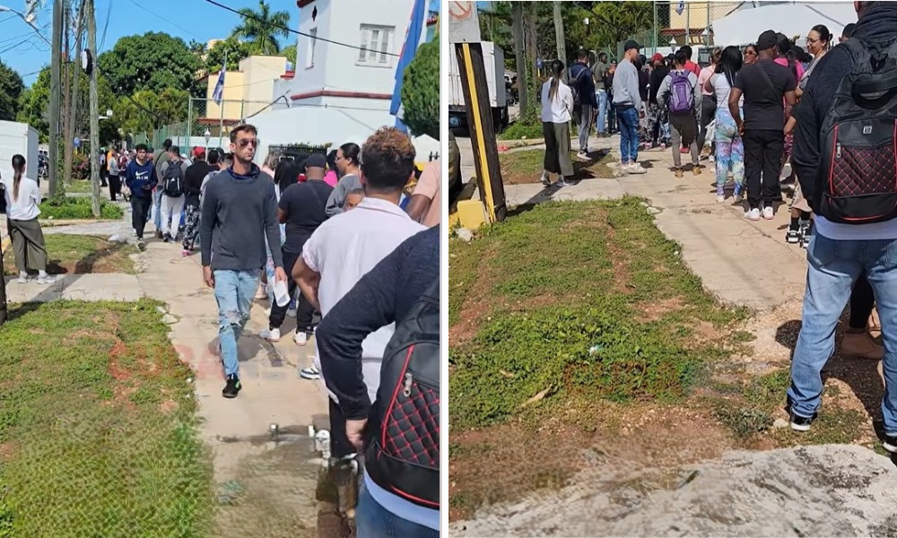 Cubanos acuden a la embajada nicaragüense en Cuba.