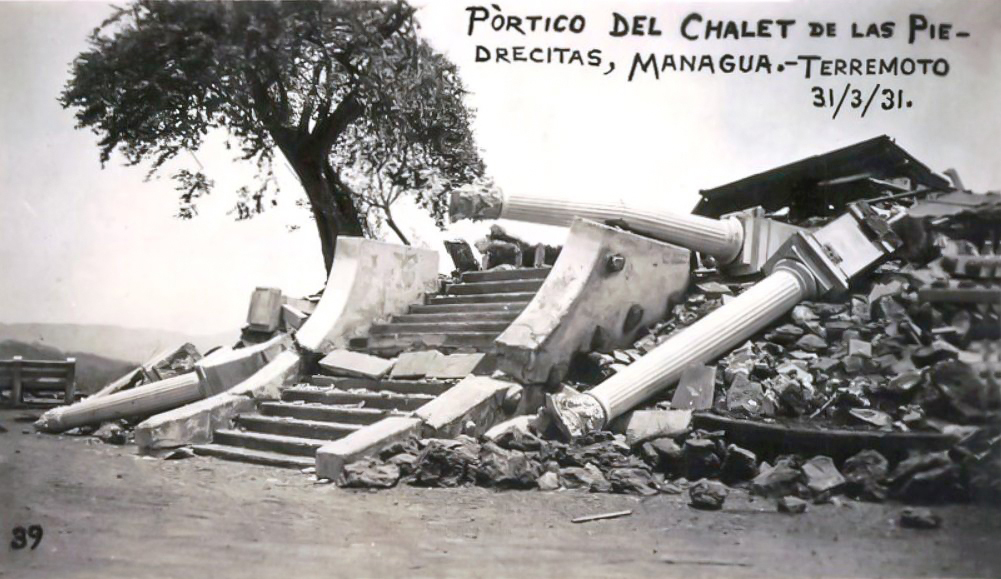 El chalet del parque Las Piedrecitas, que quedaba en las afueras de Managua, sucumbió al fuerte sismo del 31 de marzo de 1931