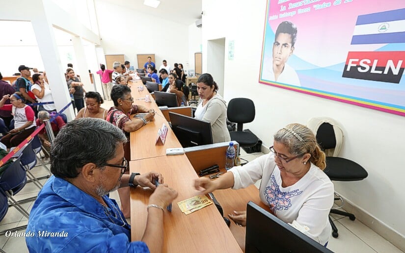 Pago de pensiones a jubilados en Nicaragua a través del INSS. Foto tomada del portal oficial El 19 Digital