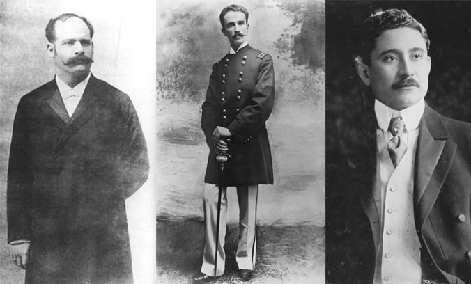 José Santos Zelaya, Rigoberto Cabezas y José Madriz, tres de los principales artífices de la reincorporación de la Mosquitia. Madriz fue clave en la parte diplomática en los años posteriores a 1894. LA PRENSA/ ARTE