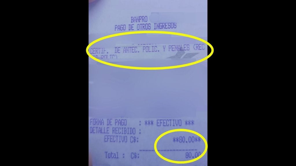 Aumento en el precio del récord de Policía o certificado de conducta. Foto: LAPRENSA