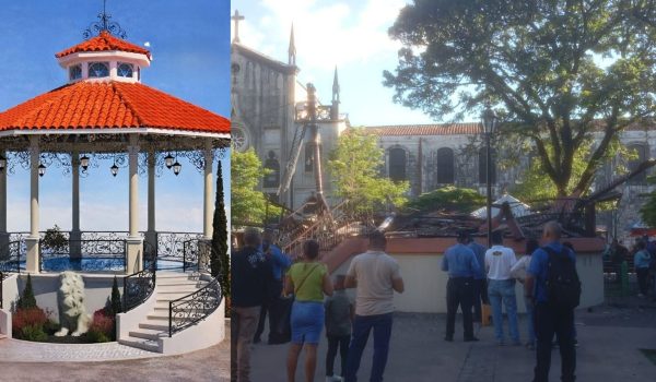 Quiosco de la Plaza Juan José Quezada de León se desplomó por falta de mantenimiento en noviembre del año pasado. Foto: Tomada de la Alcaldía de León y medios oficialistas.
