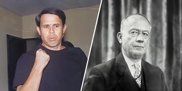 El operador de la dictadura Ortega Murillo, Néstor Moncada Lau, a la izquierda, de camiseta negra, y su bisabuelo, el expresidente José María Moncada, a la derecha. LA PRENSA/ ARTE