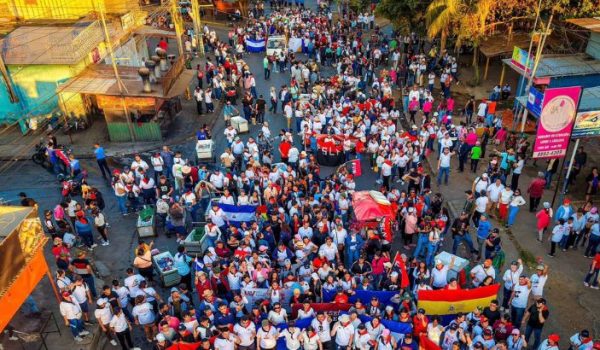 Una de las fotos aéreas de las marchas ordenadas por el régimen. Foto: medios oficialistas.