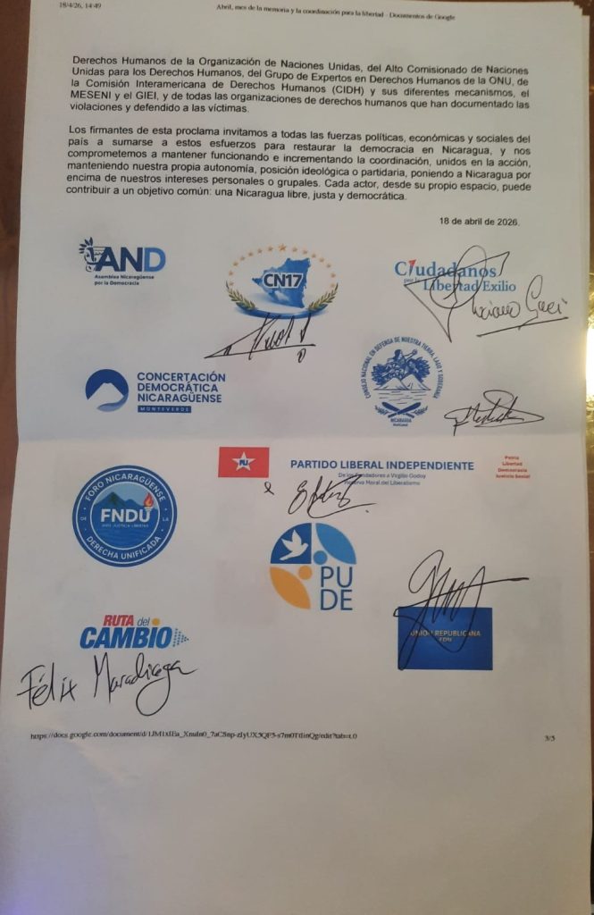 Proclama por el octavo aniversario de las protestas de abril