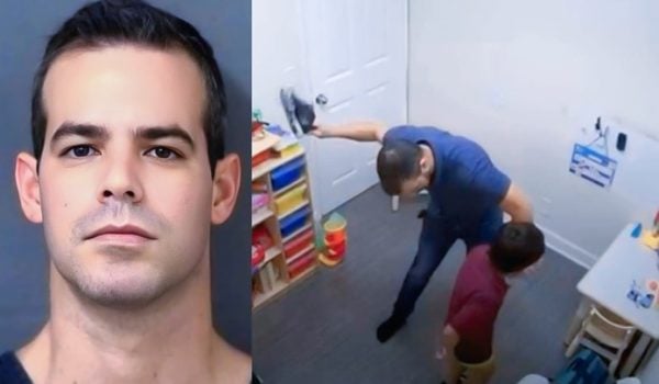 A la izquierda, Reylan Cortes Garnier, el terapeuta acusado de maltratar a un niño con autismo severo, hijo de un nicaragüense en West Palm Beach. A la derecha, escena de una de las agresiones. LA PRENSA/ REPRODUCCIÓN DE VIDEO/ REDES SOCIALES