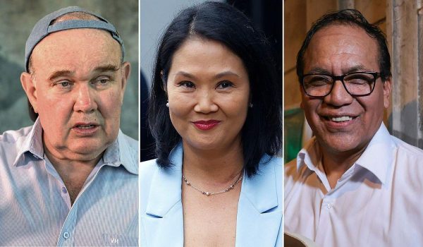 Getty Images Rafael López Aliaga, Keiko Fujimori y Roberto Sánchez aspiran a pasar a la segunda vuelta.