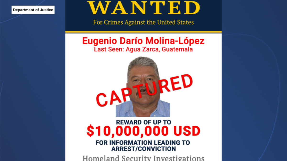 Eugenio Darío Molina-López, alias Don Darío, tenía una recompensa puesta sobre su cabeza de US$10 millones. FOTO CORTESÍA HOMELAND SECURITY INVESTIGATIONS