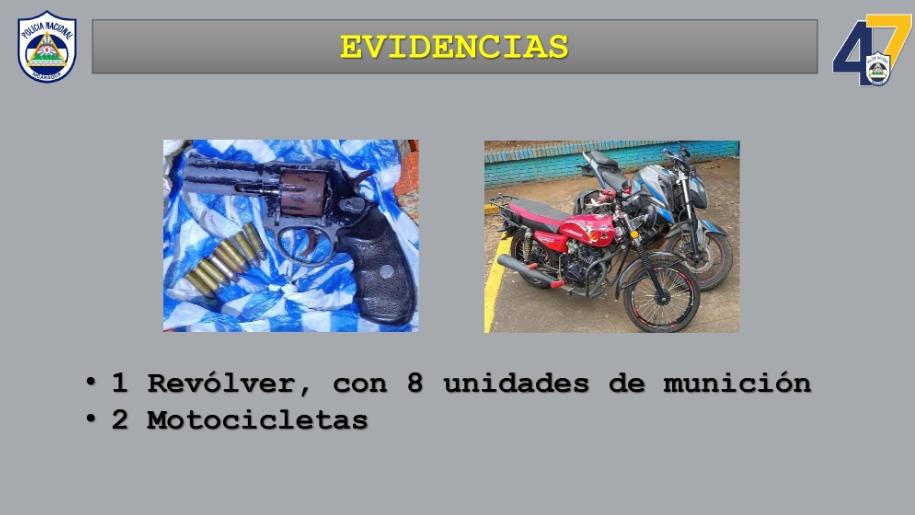 Evidencias incautadas a cuatro sospechosos de matar a un guarda de seguridad en Masaya