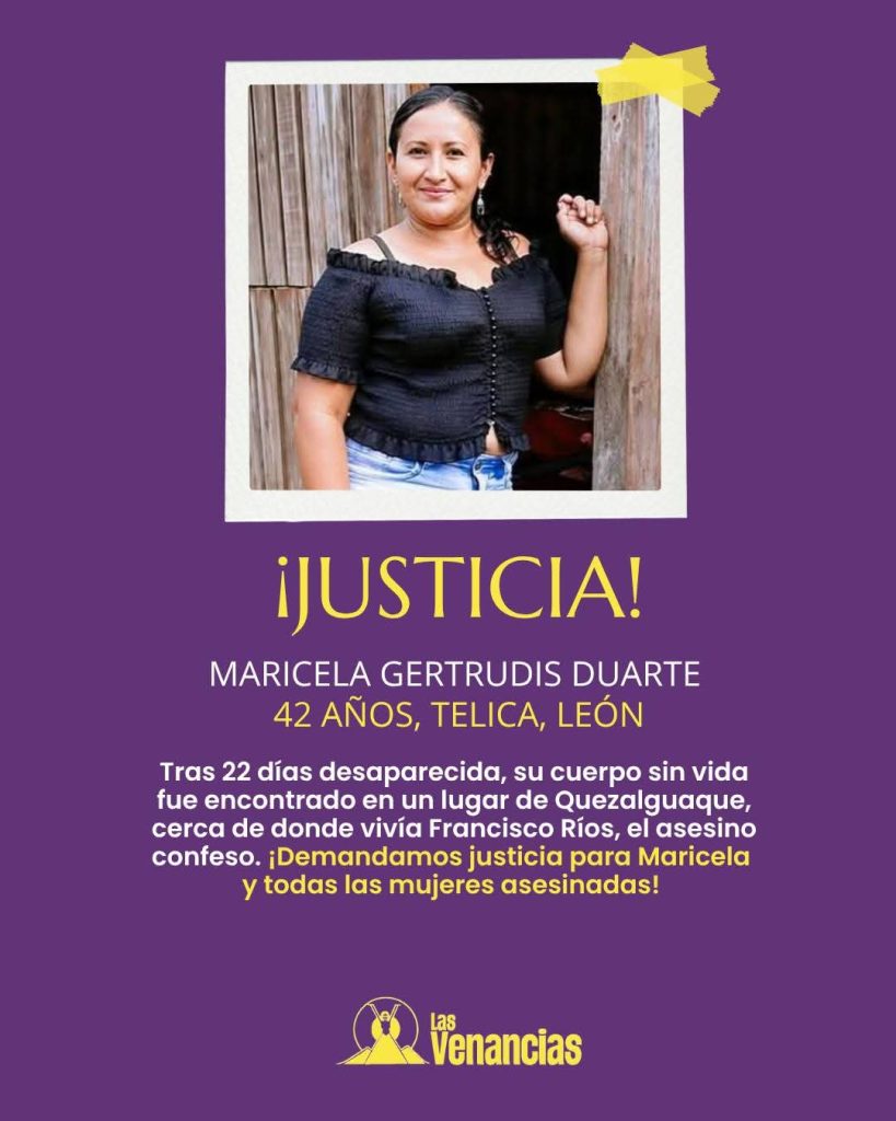 Las Venancias se pronuncia sobre el crimen de Maricela Gertrudis Duarte García, de 42 años