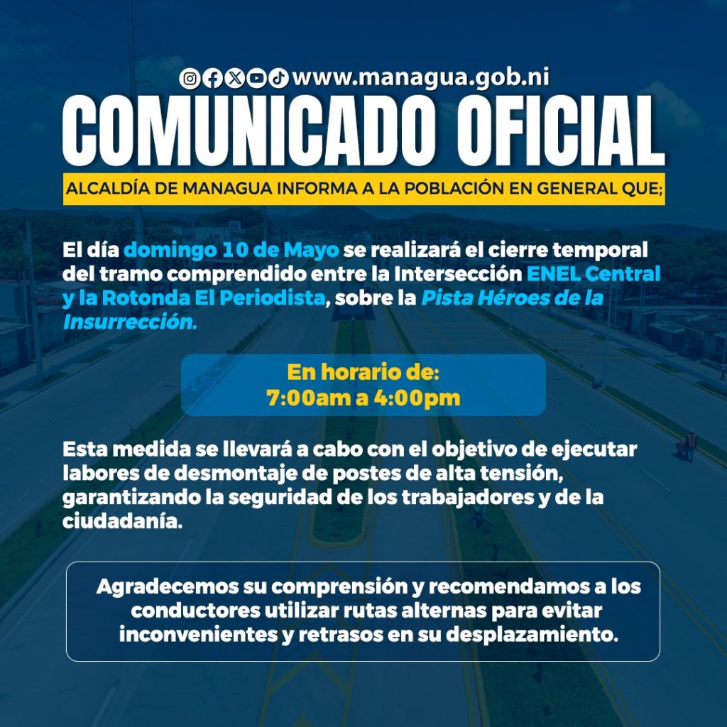 Comunicado alcaldía de Managua