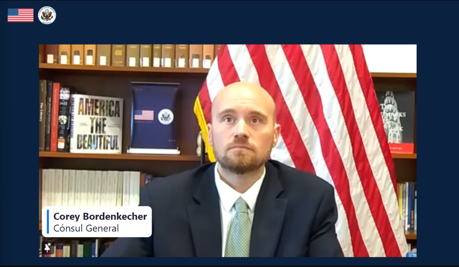 Corey Bordenkecher, cónsul de la Embajada de Estados Unidos en Nicaragua. Foto: Captura de video de conferencia de prensa.